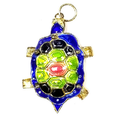 ENAMEL TURTLE 25X35MM BLUE